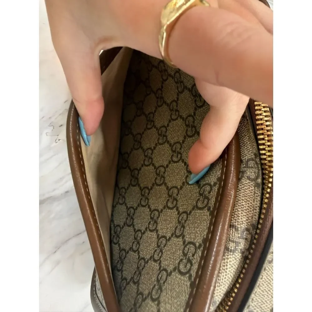 Gucci Beige GG Canvas and Brown Leather Men’s Toiletry Bag